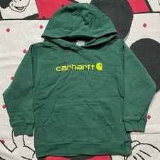 Carhartt Hoodie Logo Green Pullover Hooded Sweatshirt Youth 7