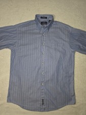 ENRO Shirt Mens Size Medium Blue Pinpoint Oxford Button Down 90s