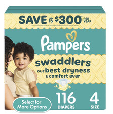 Pampers Swaddlers Diapers, Size 4, 116 Count Select for More Options