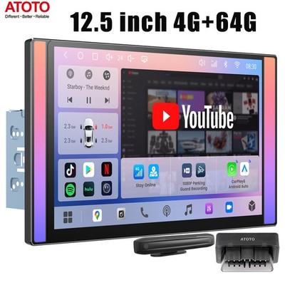 ATOTO S8 OBDII 12.5'' Android 13 Autoradio GPS Navi 4G LTE GenAI Parküberwachung