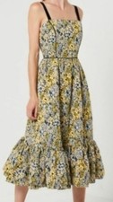 Elliatt "Alessia" Fitted Bodice Yellow &Blue Floral Midi Mermaid Dress, NWT, Med