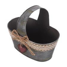 Decorative Plant Pot: Retro Iron Planter Pot with Burlap - Rustic Metal Flower