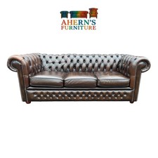 Antique Brown Leather Chesterfield 3 Seater sofa FREE DELIVERY