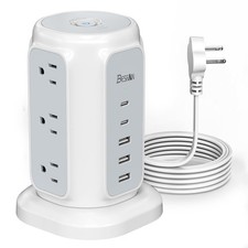 BESFAN Power Strip Tower, 1625W Surge Protector with 9AC Outlets 5 USB Ports,...