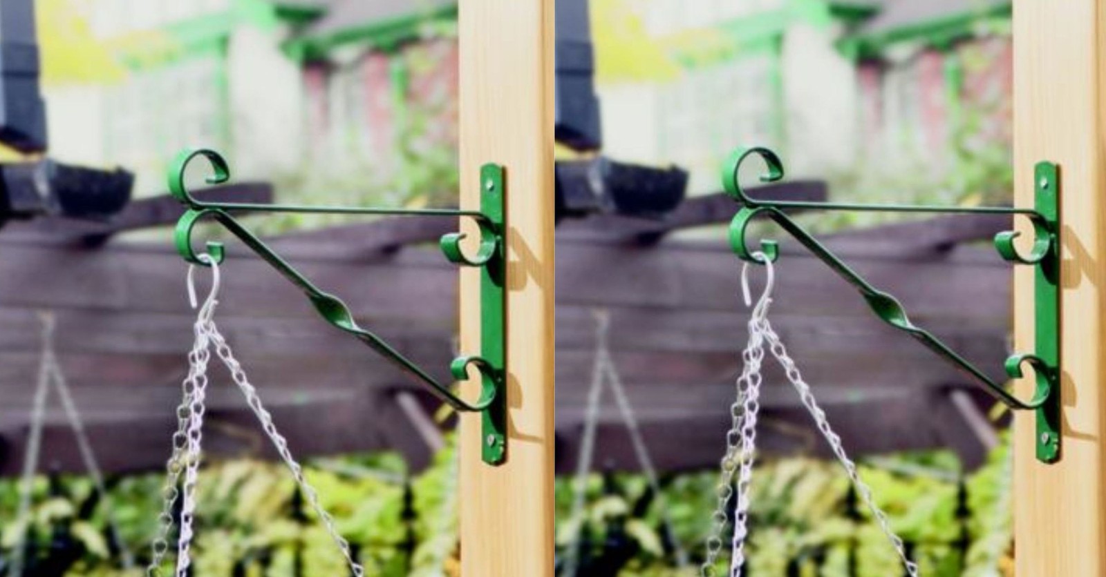 2 Green Hanging Basket Brackets 12 Inch 30cm Metal Flower Basket Support Hook