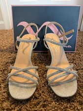 NINA SHOES Dressy True Silver Adalyn Sparkle Sandels IOB - EUC Size 7.5M