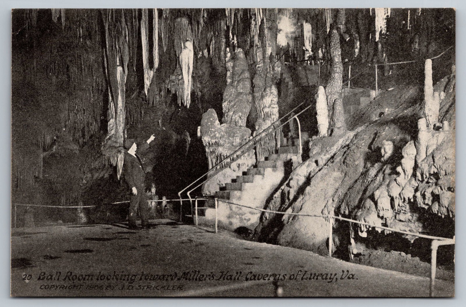 Ball Room, Miller's Hall. Caverns of Luray VA Postcard 1906 J.D