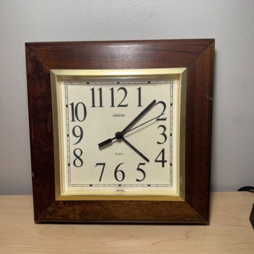 Orologio da parete vintage Sunbeam quarzo legno e oro batteria funzionante
