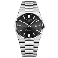 LIGE Men Quartz Watches Male Business Steel Quartz Wristwatch Male Sport Watch