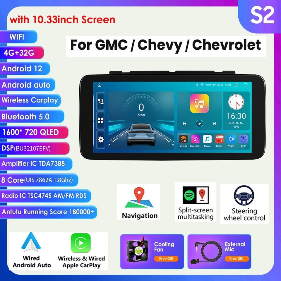 For Jeep Grand Cherokee Dodge GPS Navi Android 12 Carplay Radio Stereo 4+32GB FM Foto 2 de 4