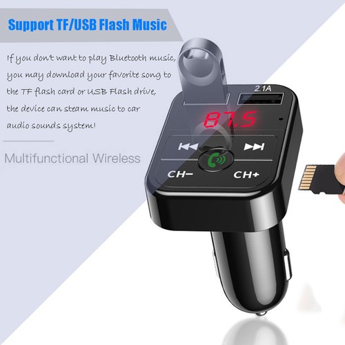 Car Wireless FM Bluetooth 5.0 Transmitter Adapter 2USB PD Charger AUX Hands - Afbeelding 7 van 12