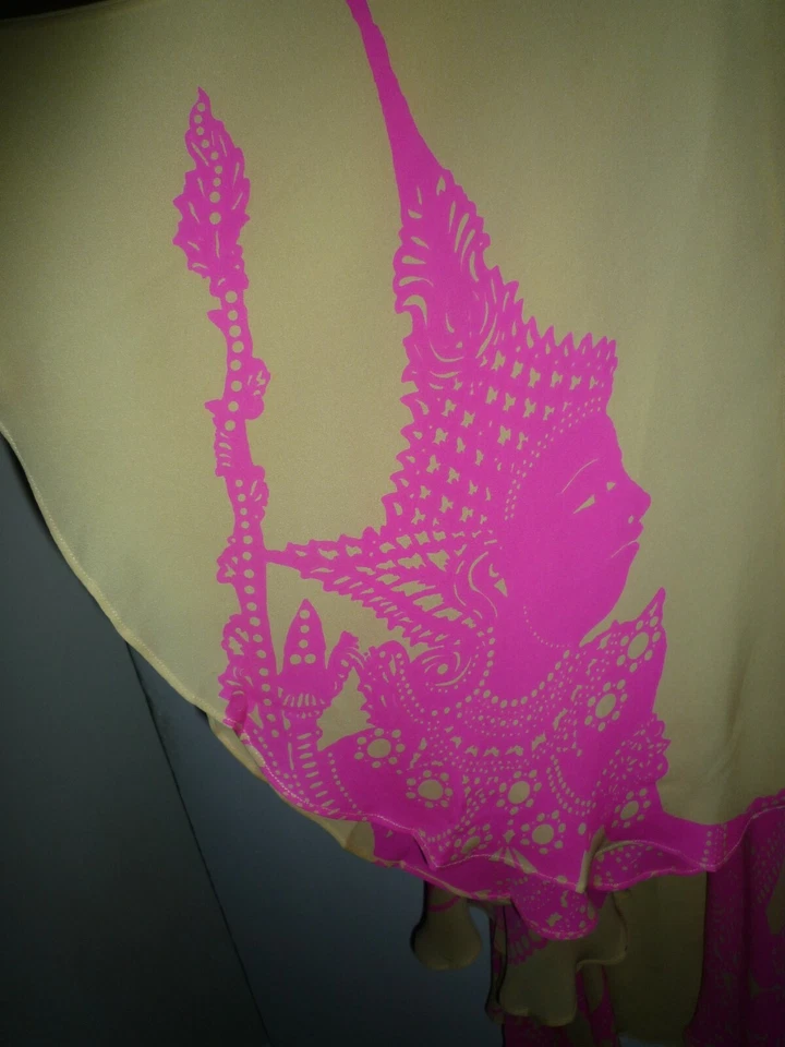 VESTIDO MATTHEW WILLIAMSON LÍNEA PRINCIPAL AMARILLO ROSA DIOSA INDIA AUTÉNTICO EU40 UK8 Foto 3 de 4