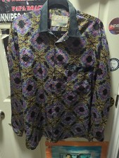 70s Vintage Dockers Button Down Shirt Men  s Black Medium Disco Italy Polyester