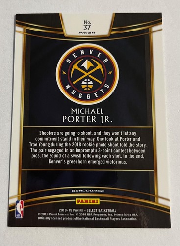 Michael Porter Jr. - 2018-19 Select Concourse Rookie #37 - Scope Przim - Picture 3 of 3