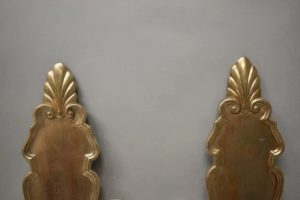 Par de apliques de pared franceses de latón plateado vintage Foto 2 de 3