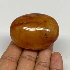 88.7g, 2.1"x1.6"x1.1", Red Carnelian Palm-Stone Gem Crystal Polished, B28454