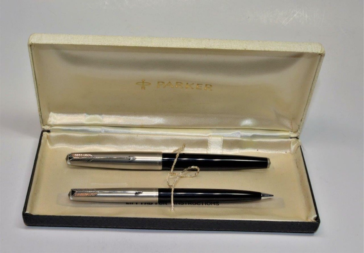 VTG 1956 – 1969 Parker 61 Double Gray Jeweled set fountain pen