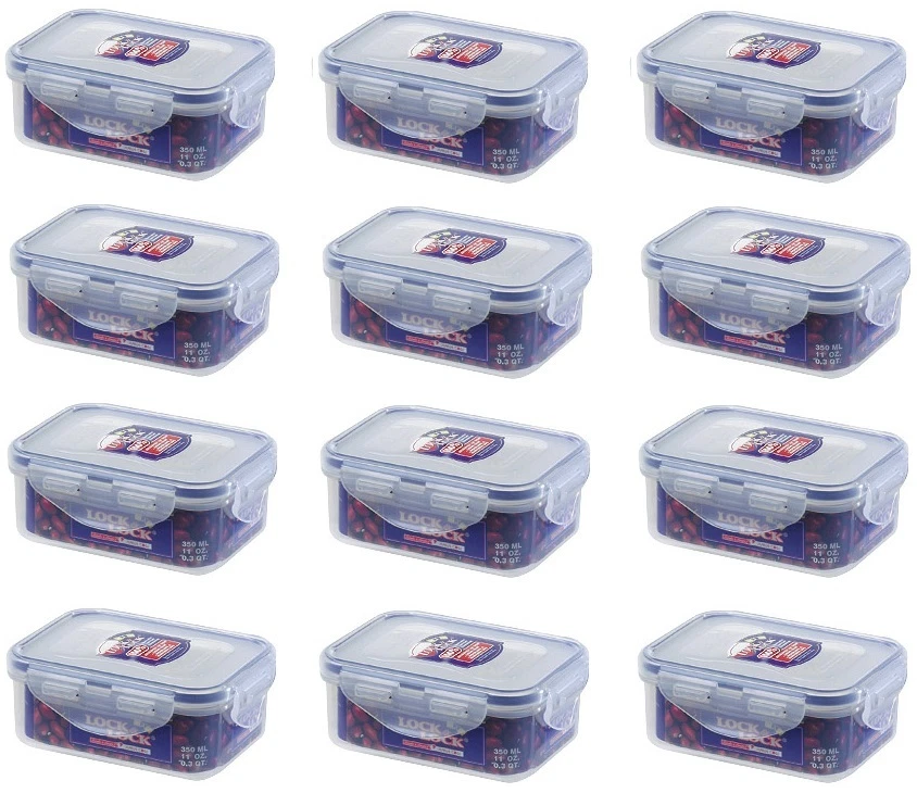 12x Lock and & Lock Food Storage Container Rectangular 350ml-137x104x53mm HPL806
