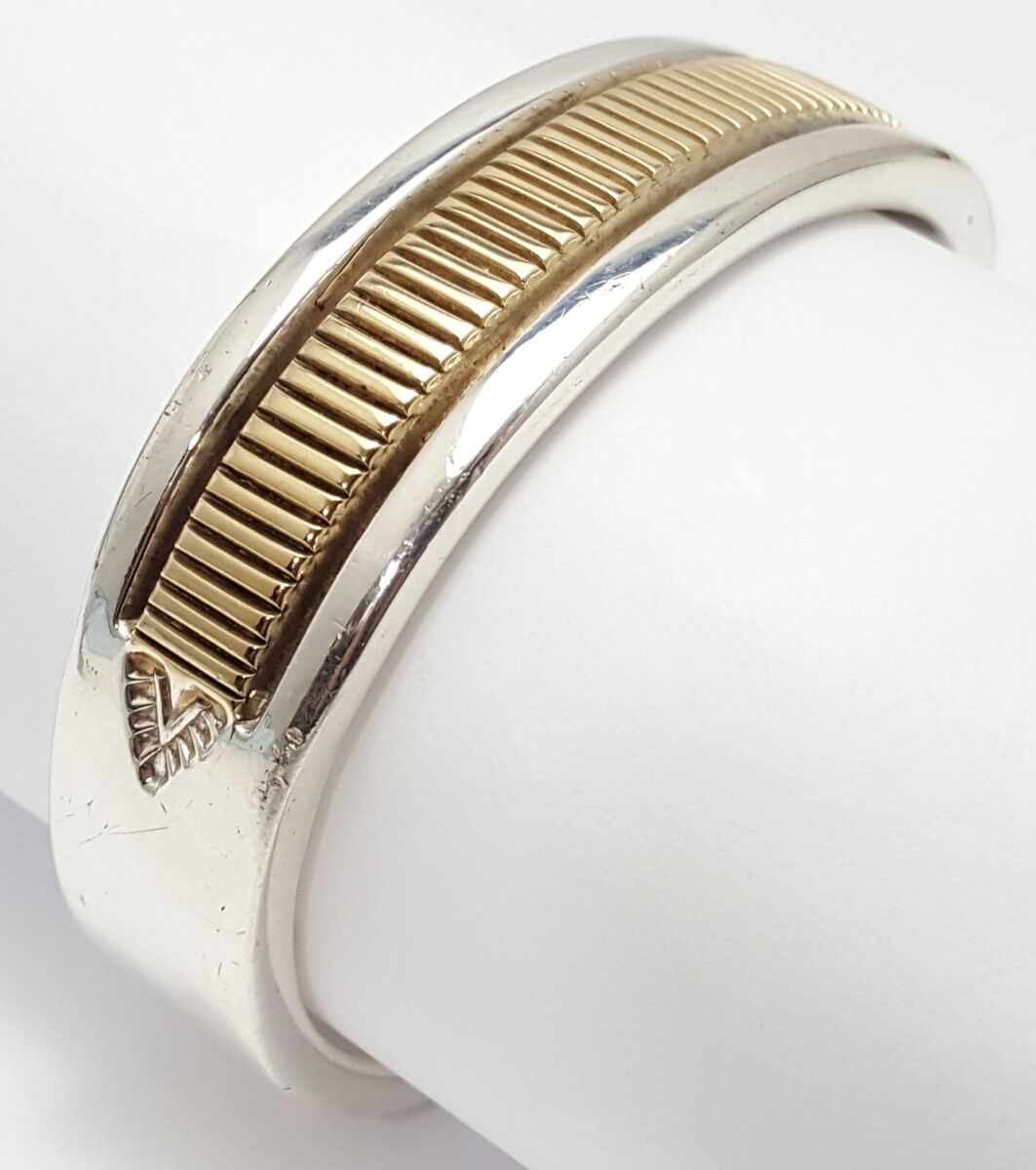 Bruce Morgan Navajo 14K Yellow Gold & Sterling Silver Heavy Bruce Morgan Navajo 14K Yellow Gold & Sterling Silver Heavy