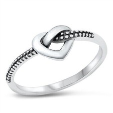 Heart Knot Ring Genuine Sterling Silver 925 Oxidized Height 6.4 mm Size 4 - 10