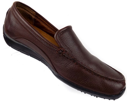 Thom McAn Ultra Flex Mens Driving Loafers Size 8.5M Brown Pebbled Leather - Picture 3 of 11