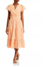 Koko + Mason Eyelet MIDI Dress Light Orange Size M 6916