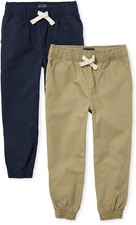 The Children  s Place Boy  s Size 12 Set Khaki/Blue Pull On Joggers Adjustable