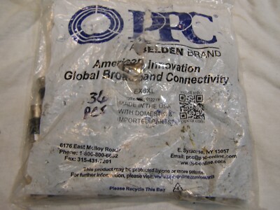 Opened Bag of 36 PPC Belden EX6XL Coax Compression Connectors