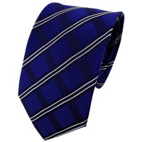 Tigertie Designer Seidenkrawatte Blau Kobaltblau Weiß Kariert - Krawatte Seide