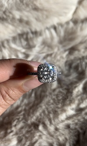2 Carat Moissanite Wedding Engagement Ring Silver With Certificate Size 7