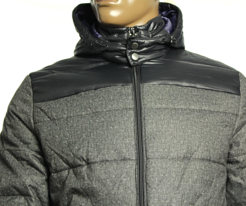 Nueva chaqueta acolchada Vincent con capucha gris Inc International Concepts para hombre M Foto 2 de 4
