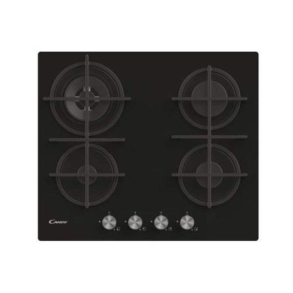 Candy CVG6BR4WPB Ebene Kochen 60 Cm 4 Brenner Gas Roste Aus Gusseisen Glas Black-image