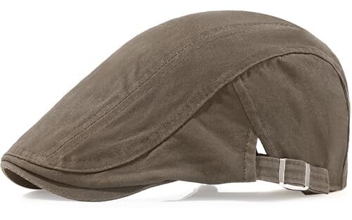 Newsboy Hats for Men Flat Cap Cotton Adjustable Breathable One Size Dark Khaki - Picture 1 of 7