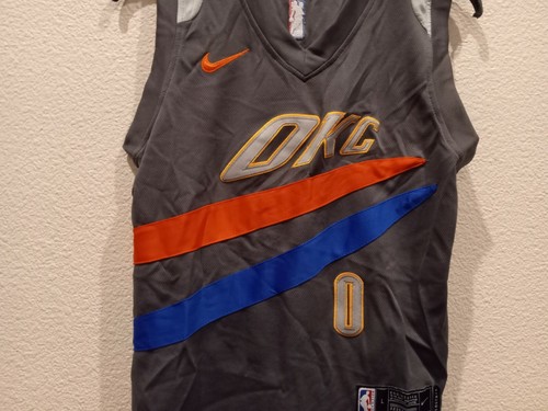 Russell Westbrook Nike Jersey Kids Child Gray Oklahoma City Thunder Jersey Sz L - Picture 3 of 5