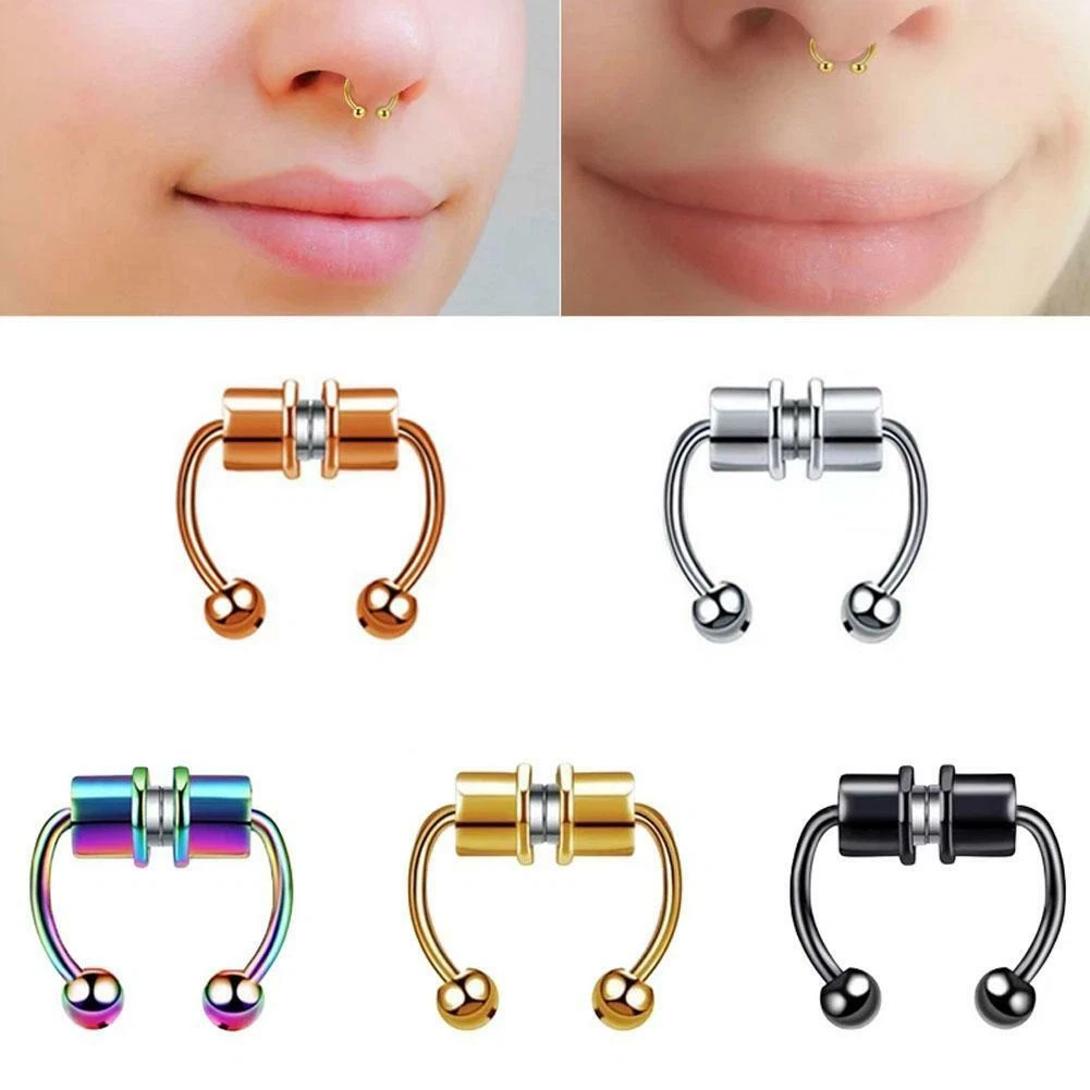 Steel Fake Nose Ring Clip Fake Septum Piercing Magnet Nose Ring