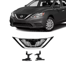 Front Chrome & Black Bumper Grille FIT 2016 2017 2018 Nissan Sentra 62310-3YU0A