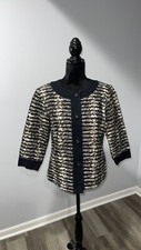 Chico  s size medium Jacket animal leopard print cotton ruffles