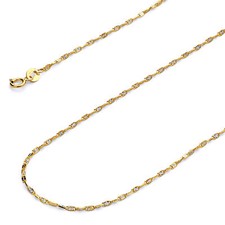 Wellingsale 14k Two Tone Gold Solid 1.2mm Twist Snail Star Chain Necklace