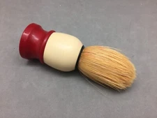 Vintage Natural Bristle Shaving Brush 1930-1950s Set Rubber Red & Cream Handle