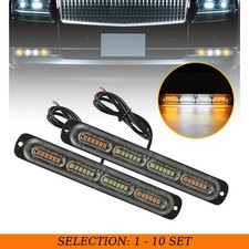 2-20pcs Car Amberwhite Police Flash Light Dash Emergency Warning Lamp Kit 24led