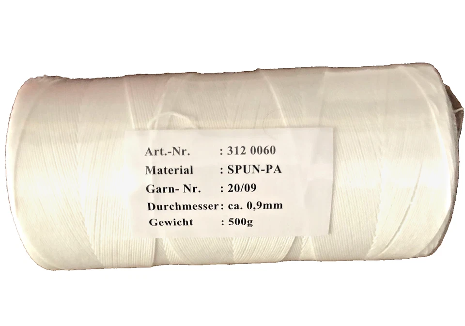 Nylongarn 20/09, 500 gr., rohweiß, 0,9mm Netzgarn Nylon Makramee Stapelfaser