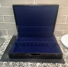 SILVERWARE FLATWARE WOOD STORAGE BOX CHEST CASE  SILVER PLATE Anti-Tarnish