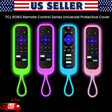 4 Silicone Remote Control Cover For Roku Glow-In-The-Dark TV Remote Holder Case