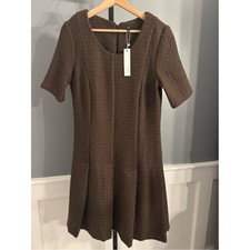 DREW Saddie Knit Flare Dress Espresso Brown M NWT Made in USA