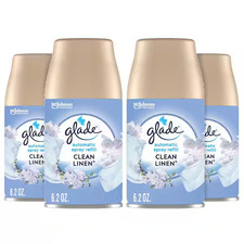 Glade Automatic Air Freshener Refill Clean Linen 6.2oz 4-Pack Odor Eliminator