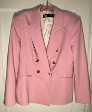 Zara Pink Double Breasted Blazer Size L