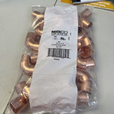 NIBCO 607-2 3/4'' FTG x C Copper 90 Deg ST Elbow-BAG OF 25