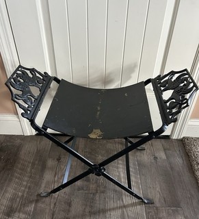Vintage Art Deco Oscar Bach Style Cast Iron (Brass Seat?) Bench – Vanity Stool