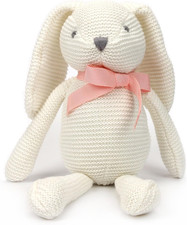 Coniglio Peluche Neonato 100% Cotone Biologico 18Cm Bianco