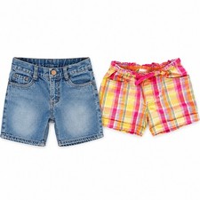Gymboree Girls Size 5 Shorts Lot of 2 Denim Jean & Plaid Cotton Summer
